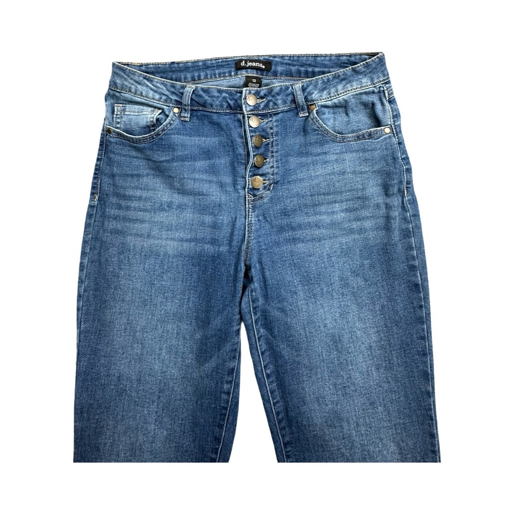 d.jeans Straight Leg Womens 12 Blue Button Fly Stretch Medium Wash Denim Pants - Picture 9 of 12